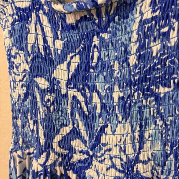 Lilly Pulitzer Riviera Smocked Romper Womens XS Blue Tang Skort Tie Straps Beach - Picture 5 of 13